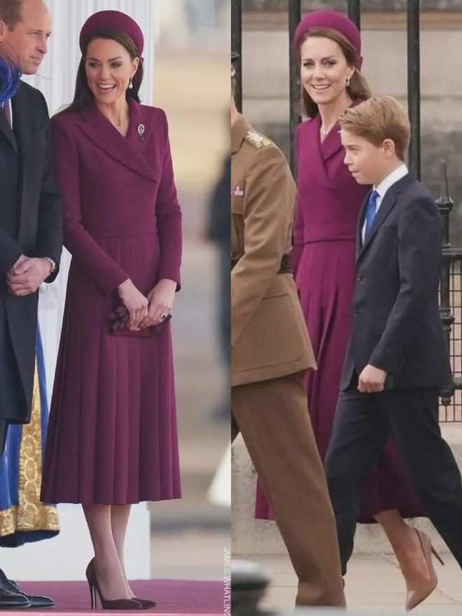 第3次穿白色假两件连衣裙半扎发造型美AG真人app凯特王妃戴5股珍珠项链(图3)