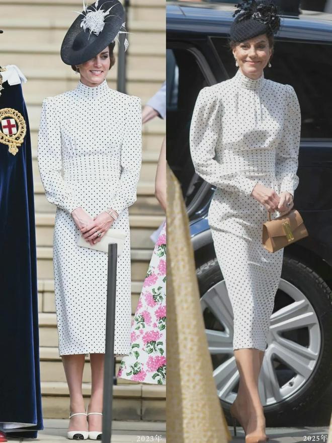 第3次穿白色假两件连衣裙半扎发造型美AG真人app凯特王妃戴5股珍珠项链(图12)